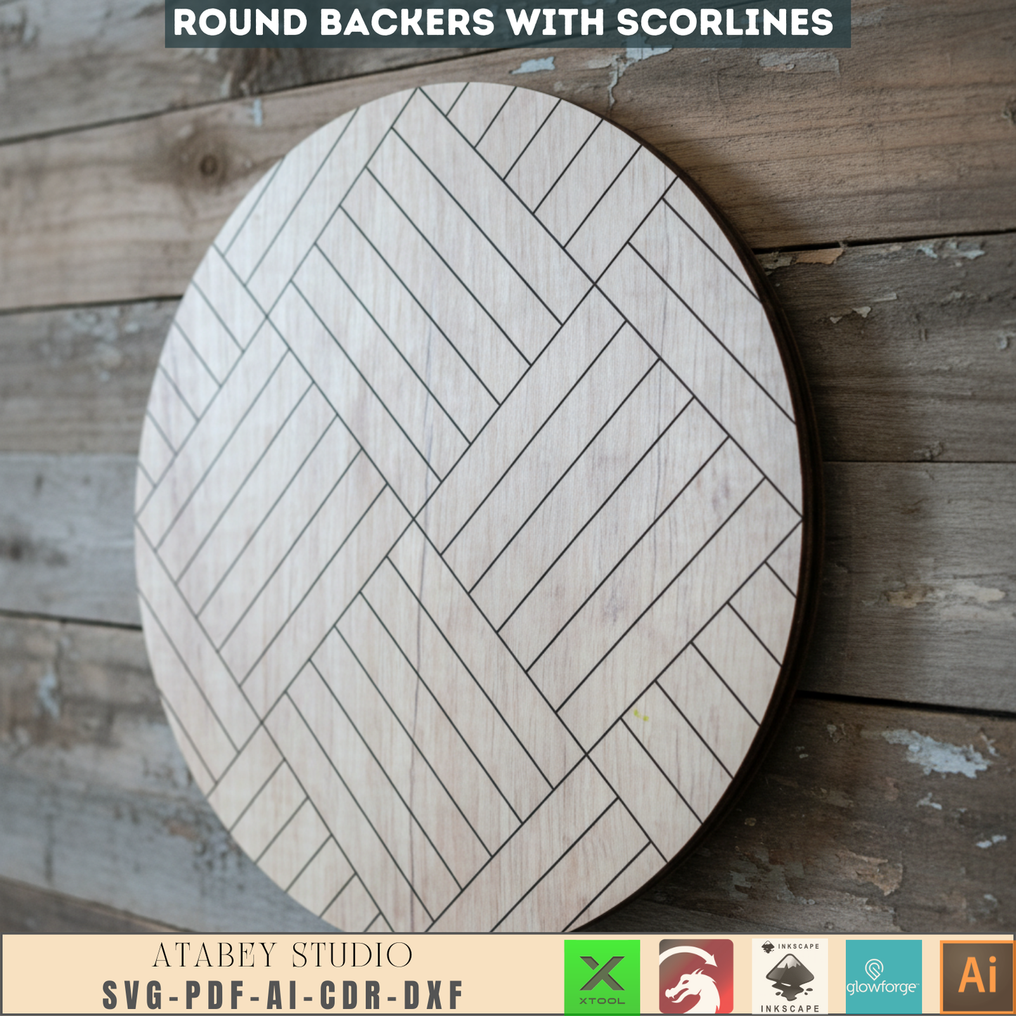 Faux Shiplap Round Pattern Set / Laser Engraving Scorelines Sign Backer for DIY Projects 687