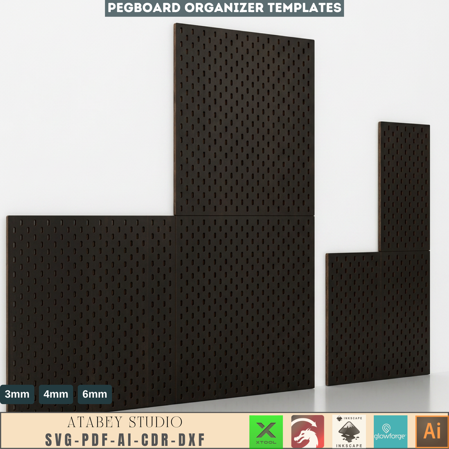 Pegboard SVG / Wooden Pegboard Accessories / Wall Pegboard