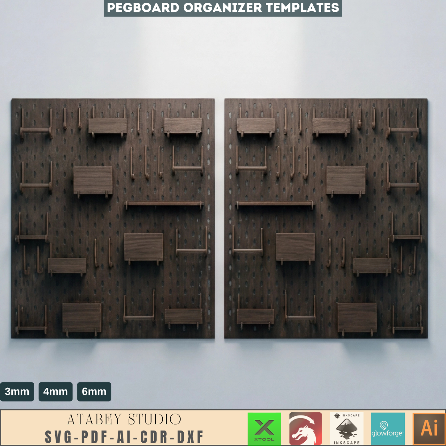 Pegboard SVG / Wooden Pegboard Accessories / Wall Pegboard