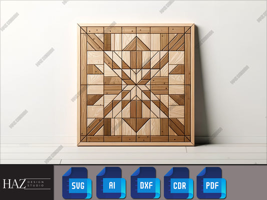 Elegant Geometric Wood Quilt Design SVG - Perfect for Laser Cut Home Decor Projects 222