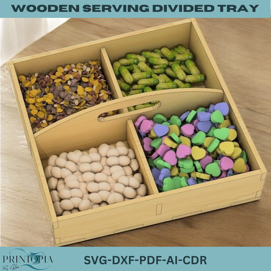 Laser Cut Divided Wooden Tray - Perfect for Serving and Organization 188