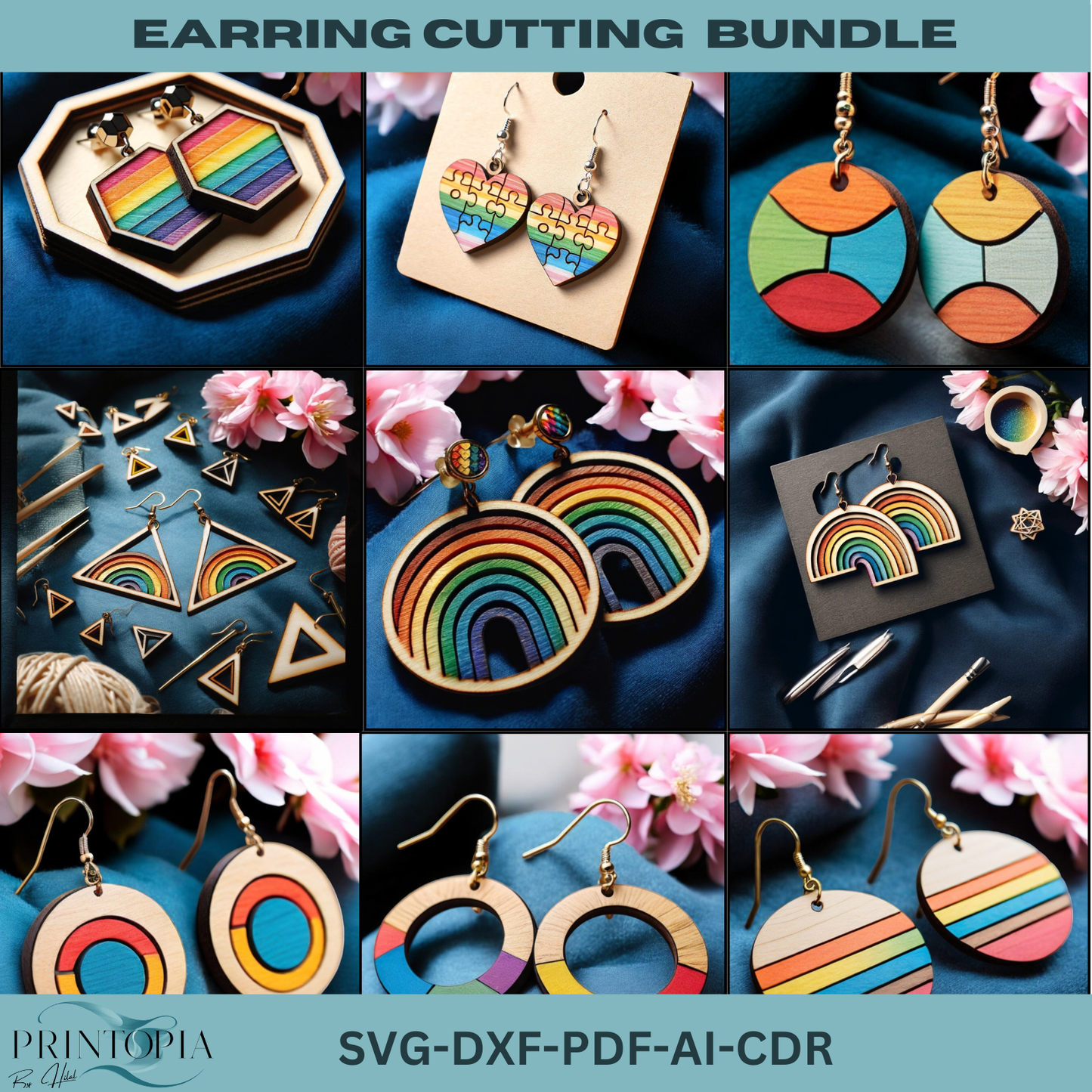 Elegant Earring Cutting Bundle – Perfect for Laser Cutting Machines- Stylish Shapes for Every Occasion 193