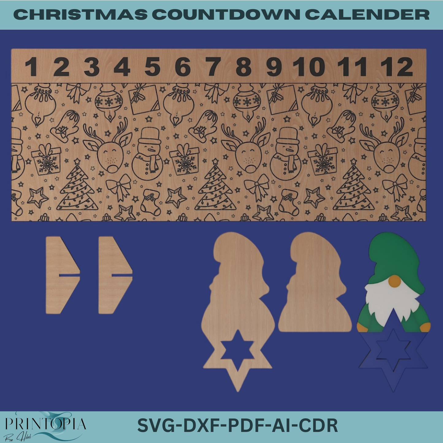 Christmas Countdown Calendar Design - Fun and Festive Laser Cut Project 191