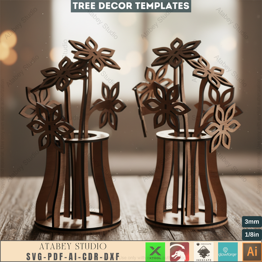 DIY 3D Wooden Flower Vase - Laser Cut Floral Design - Bouquet Model Unique Home Decor 793