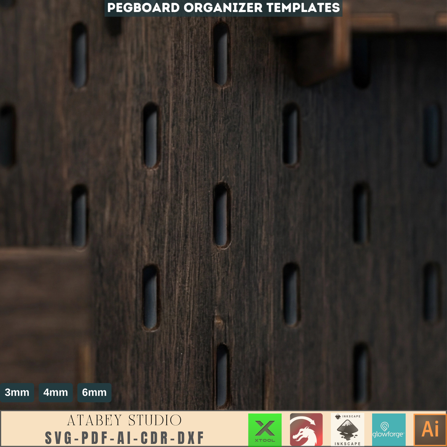 Pegboard SVG / Wooden Pegboard Accessories / Wall Pegboard