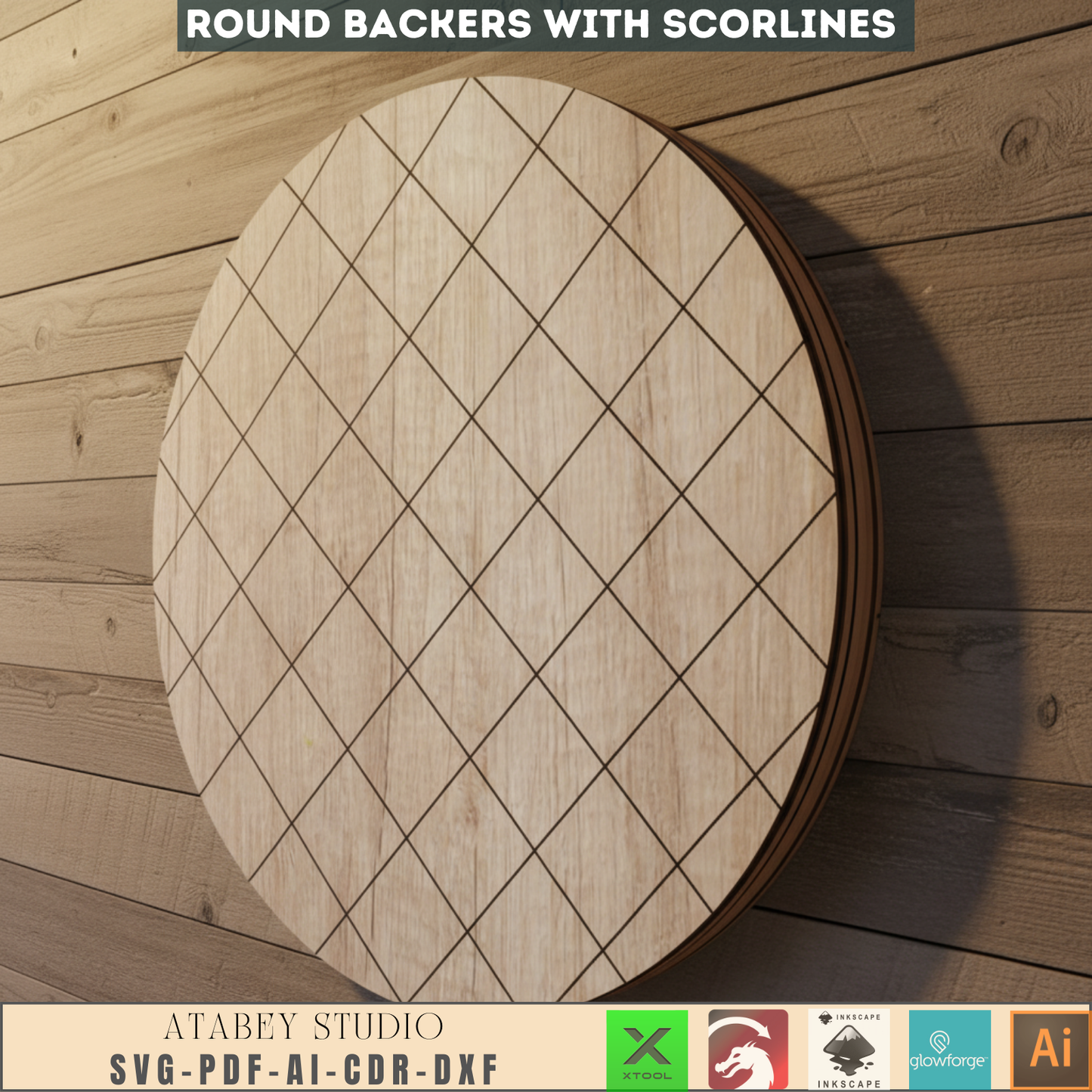 Faux Shiplap Round Pattern Set / Laser Engraving Scorelines Sign Backer for DIY Projects 687