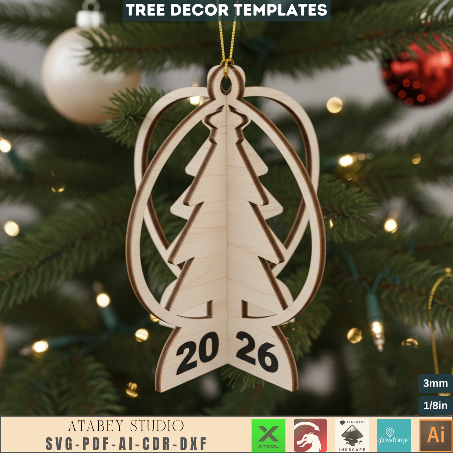 Stand & Hang Christmas Tree Ornament Laser Templates - Festive Decor Crafting Files 701
