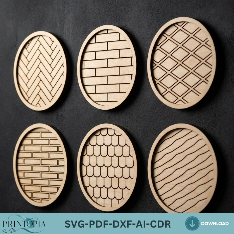 Geometric Wood Wall Art SVG Bundle Pattern Frames Herringbone Honeycomb Grid Wall Decor Templates