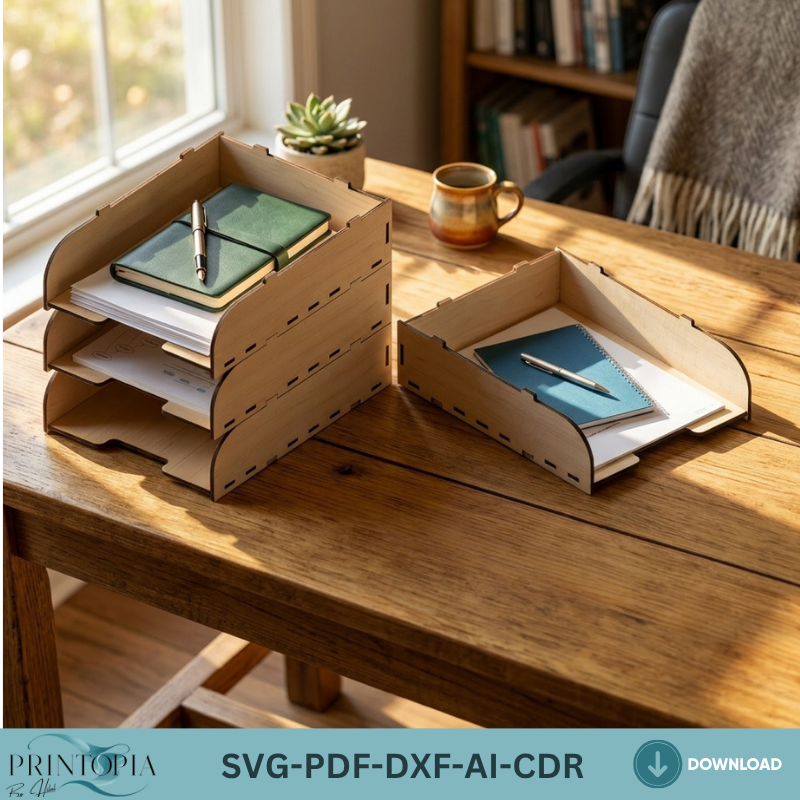 Stackable Wooden Paper Tray Document Organizer Office Desk Storage Sorter Design Desktop Stationary