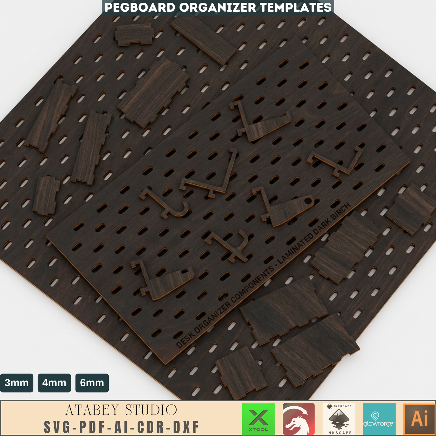 Pegboard SVG / Wooden Pegboard Accessories / Wall Pegboard