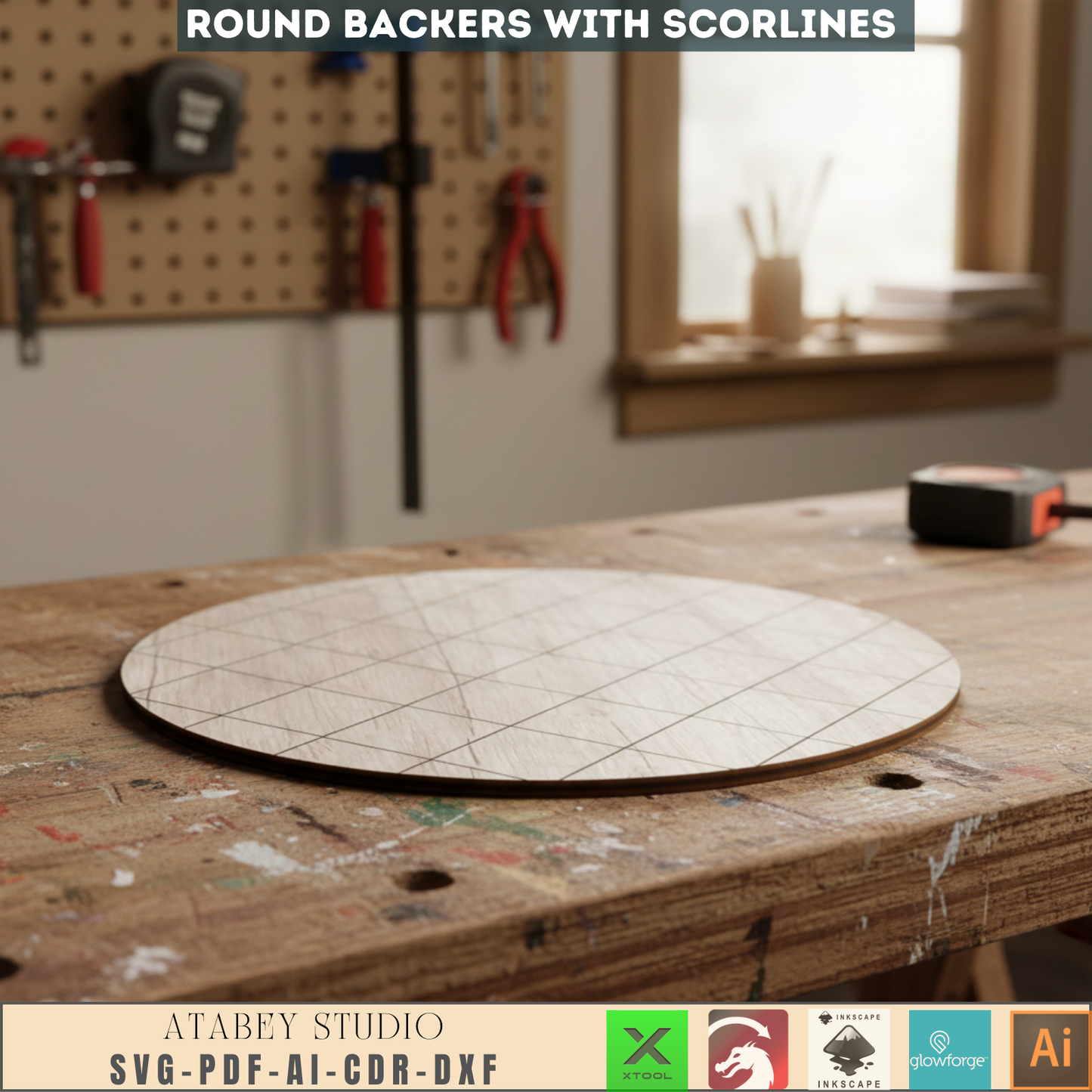 Faux Shiplap Round Pattern Set / Laser Engraving Scorelines Sign Backer for DIY Projects 687