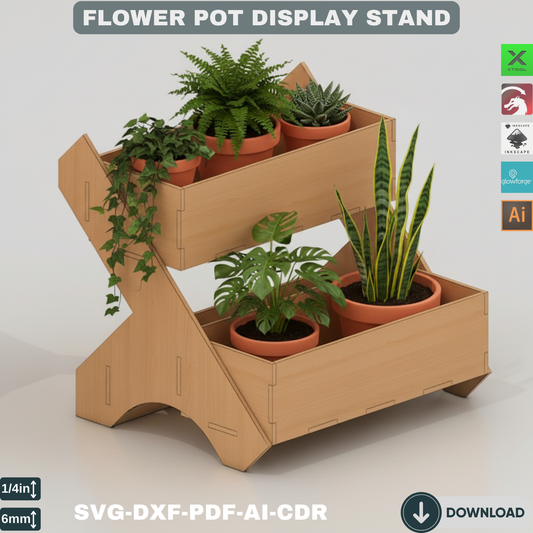 DIY Multi-Level Tiered Wooden Plant Shelf Laser Cut Design Files for Home Garden Decor Projects 100