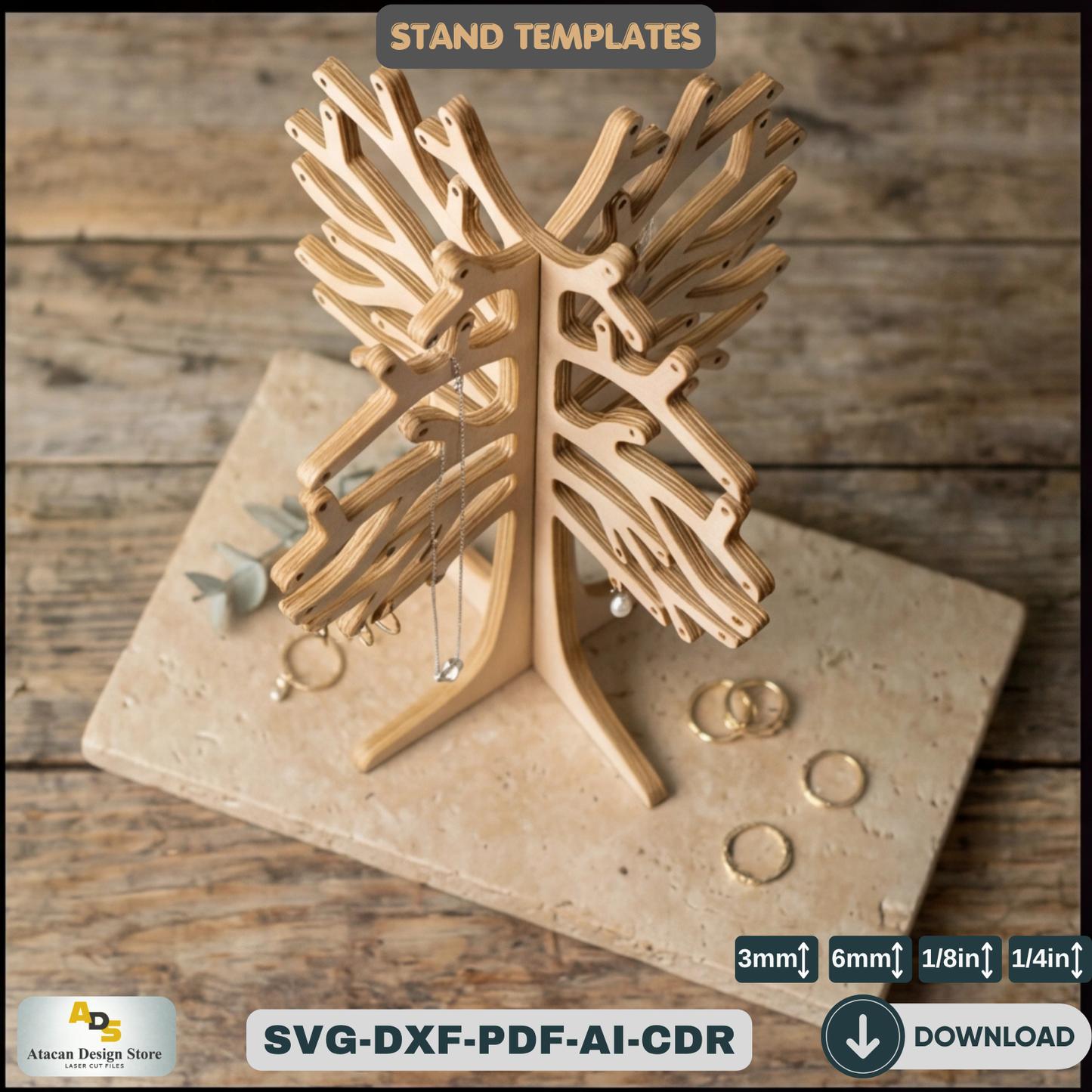 Tree Jewellery Stand / Earing Holder / Laser cut jewelry display