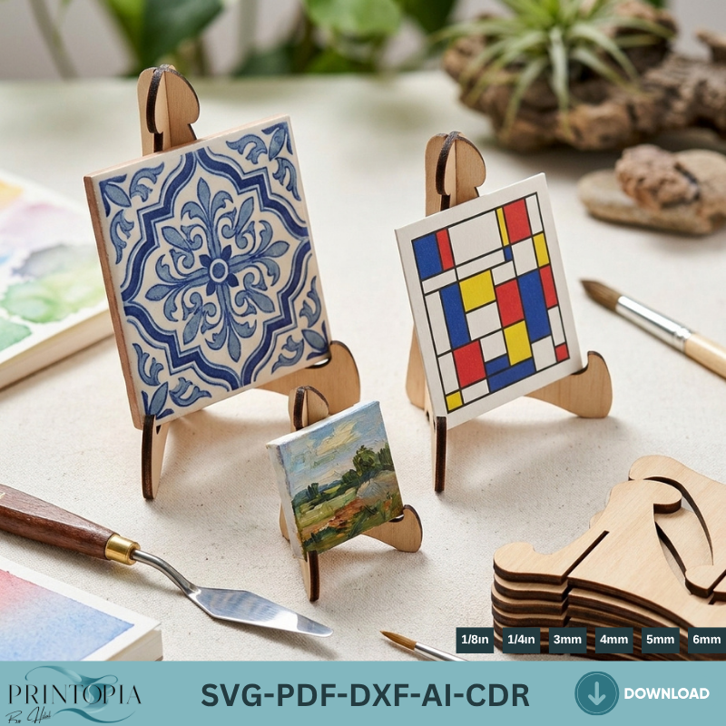 Classic Curve Easel Stand Files - Versatile Laser Cut Designs for Displays