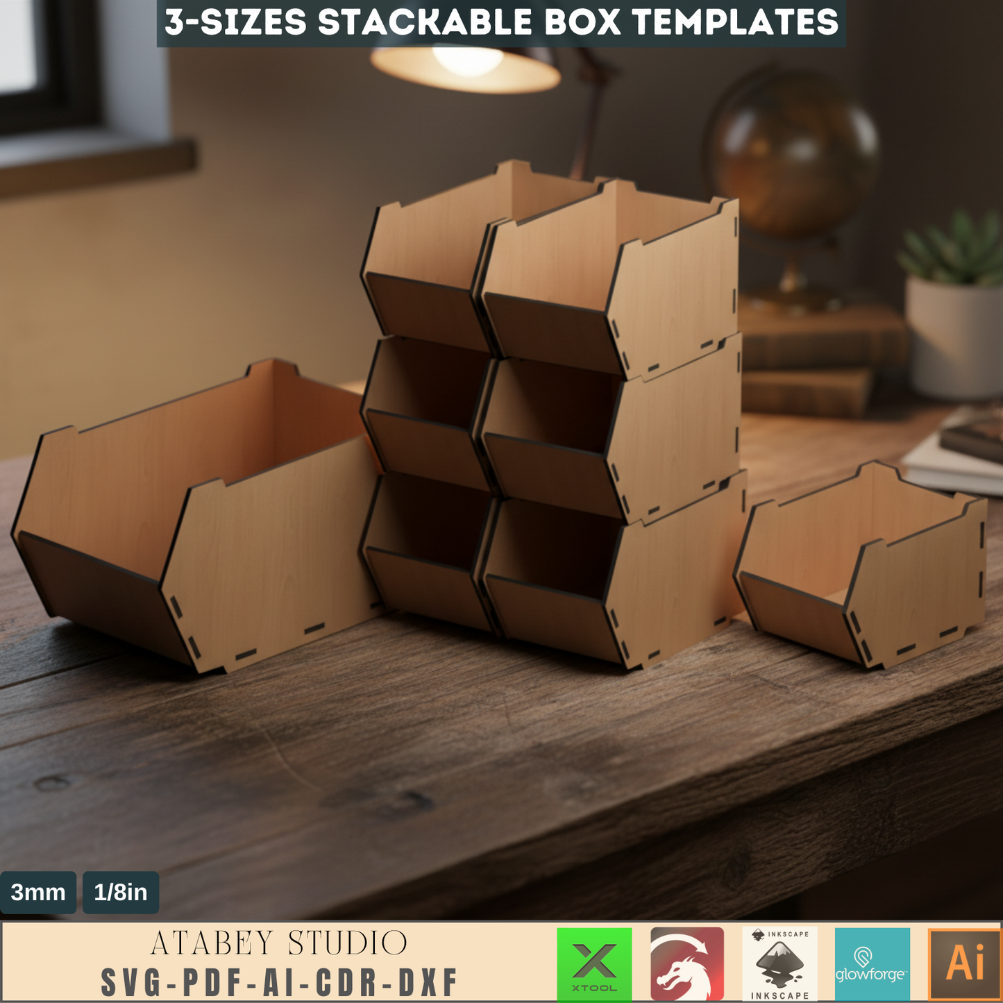 Desk Organizer Stackable Storage Box Svg - Wood Desktop Organizer Storage Bin 575