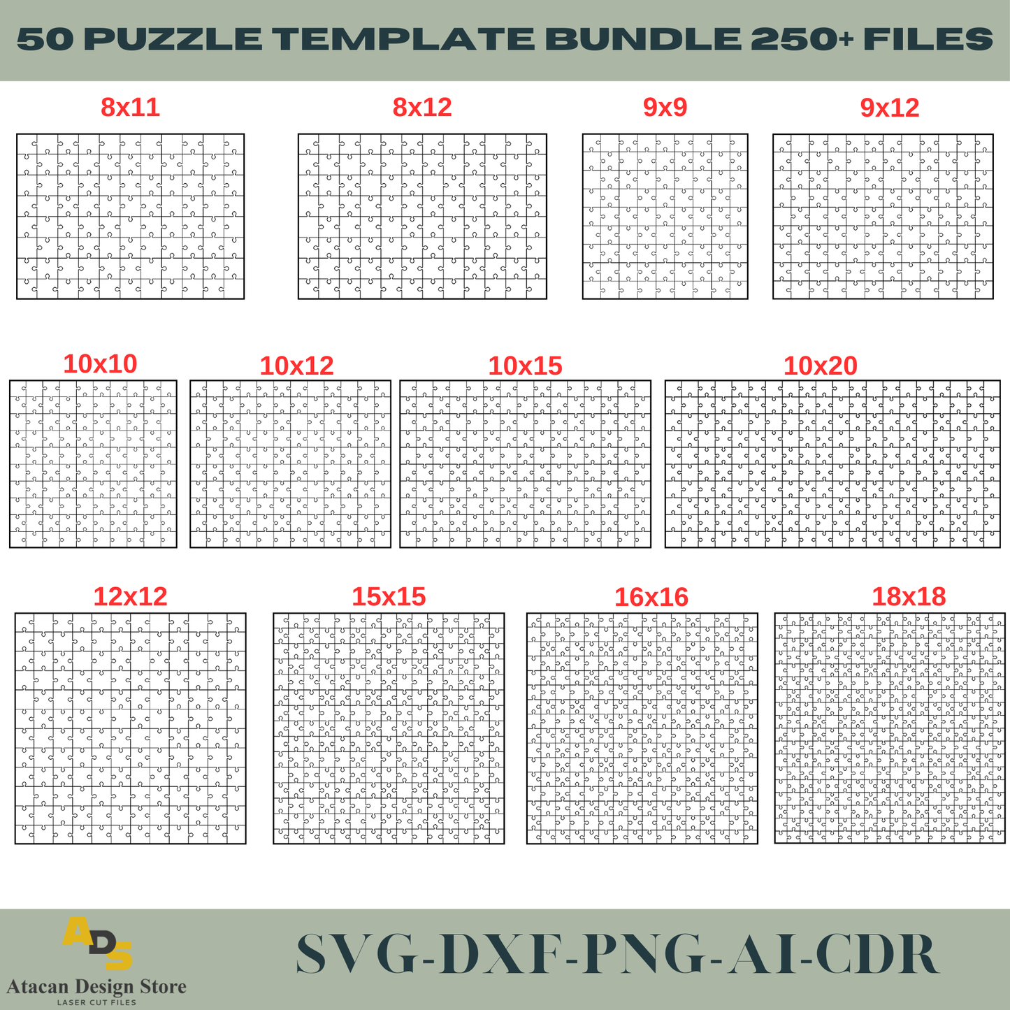 Jigsaw Puzzle Creator's Dream, 50 Designs, 250+ Files - Craft Your Own Puzzles, Puzzle Laser SVG File, Digital Download 728