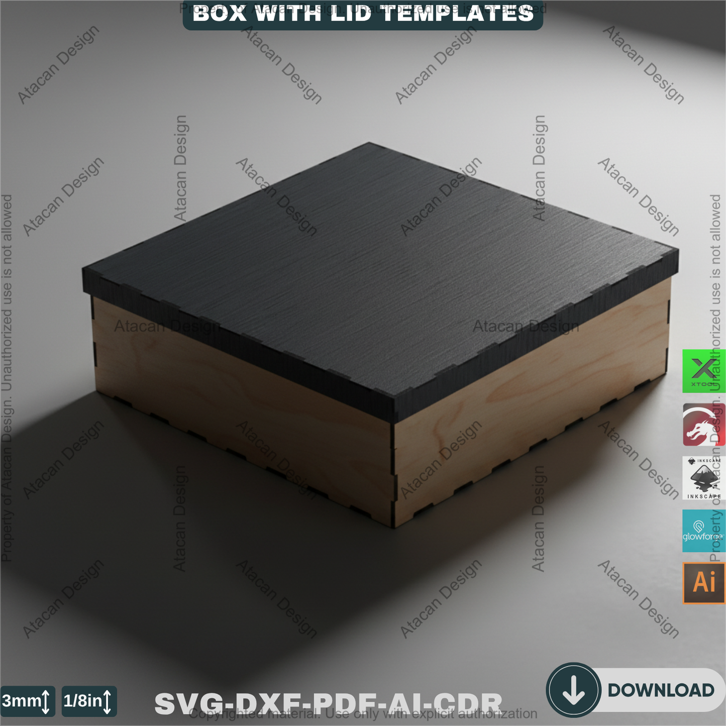 Box with Lid Template Bundle – Perfect for Laser Cutting, Create Multiple Box Sizes for Storage & Gift Packaging 761