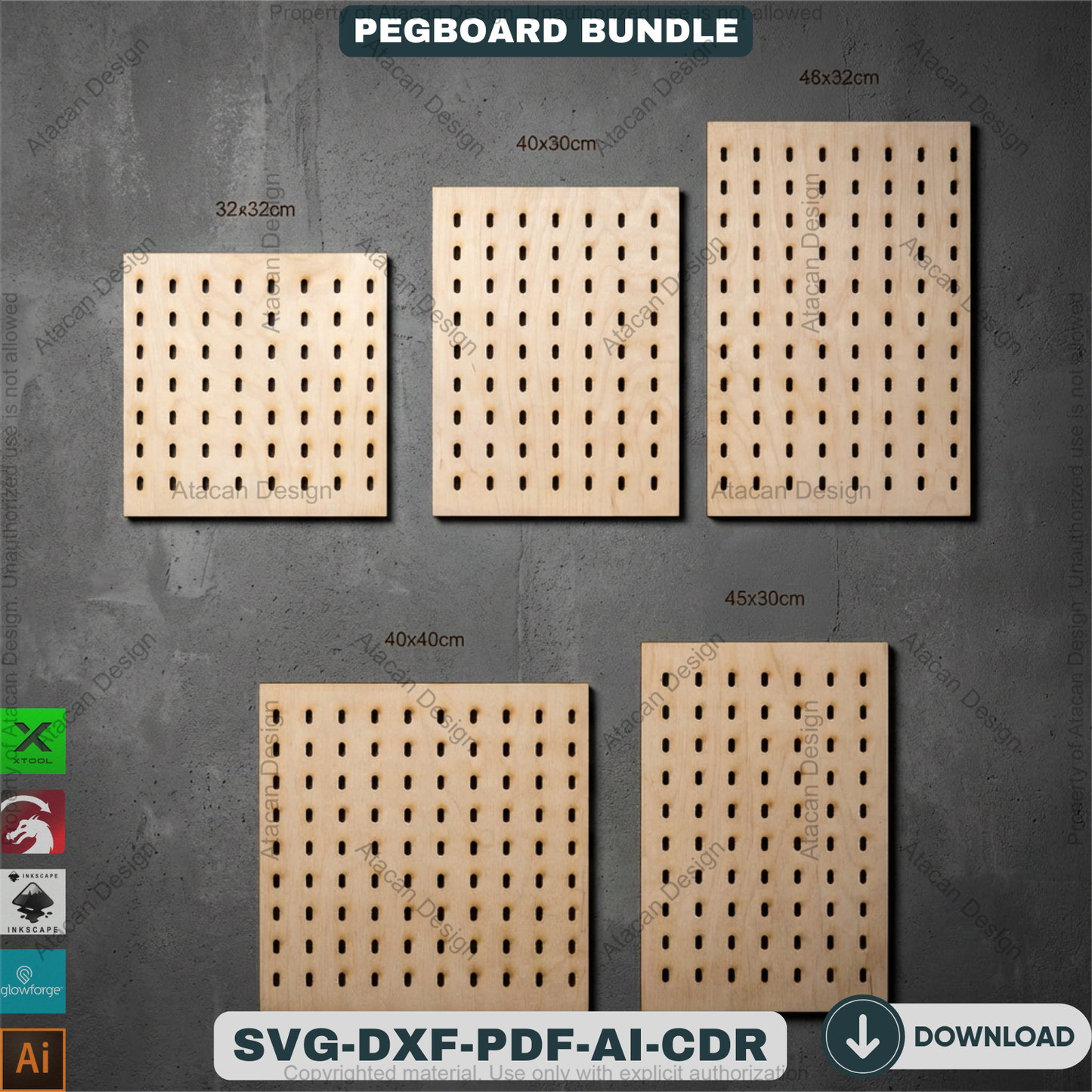 Ikea Skadis Compatible Pegboard Template 20 Sizes Wood Wall Organizer Display Panel 940
