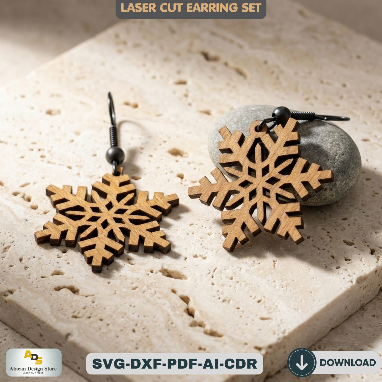 9 Snowflake Earring Designs, Winter Christmas Jewelry Template, Holiday Craft Project 209