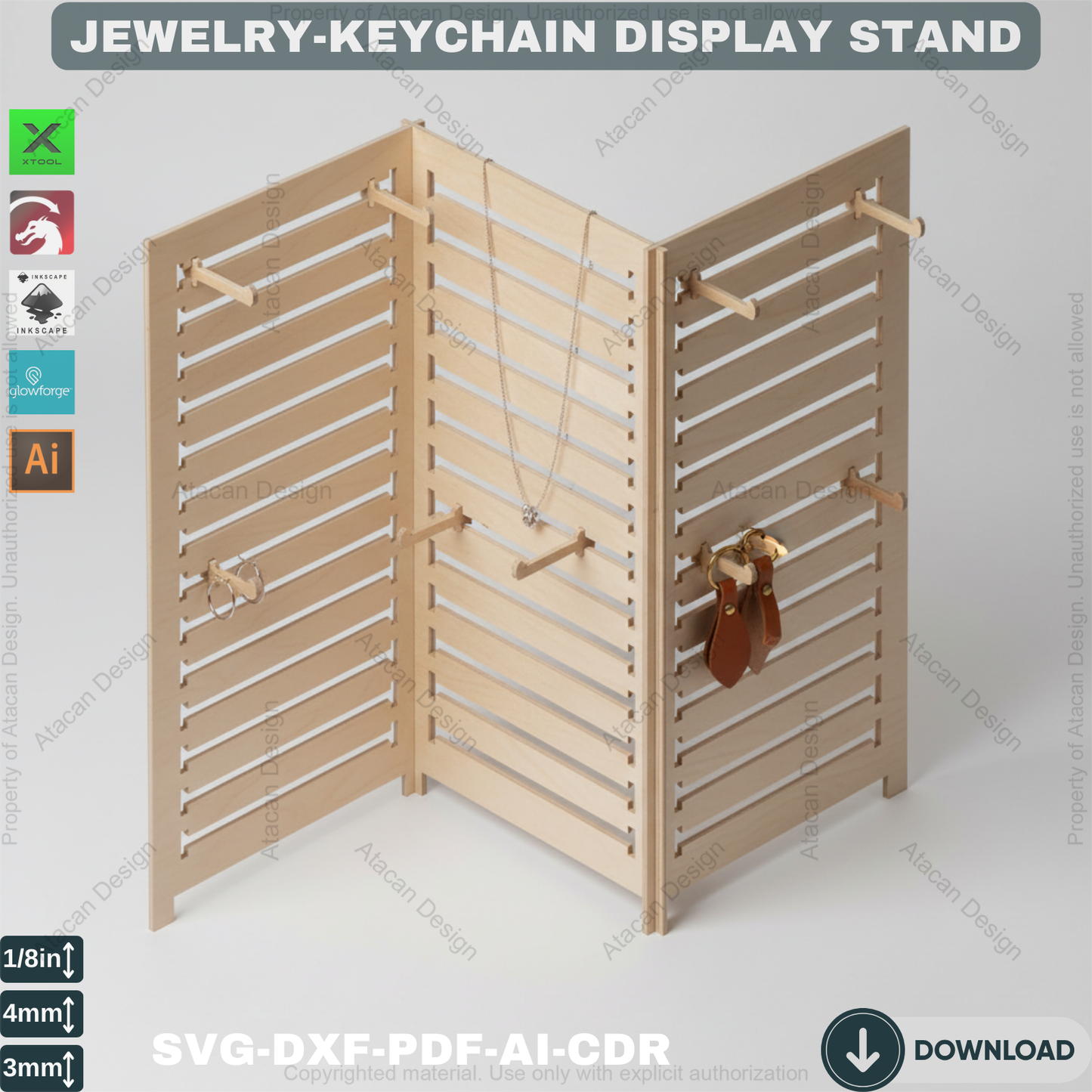 Pendant Jewelry Display Holder / Earring Stand / Necklace Organiser / Laser Cut Files Svg Dxf Ai Cdr Pdf 357