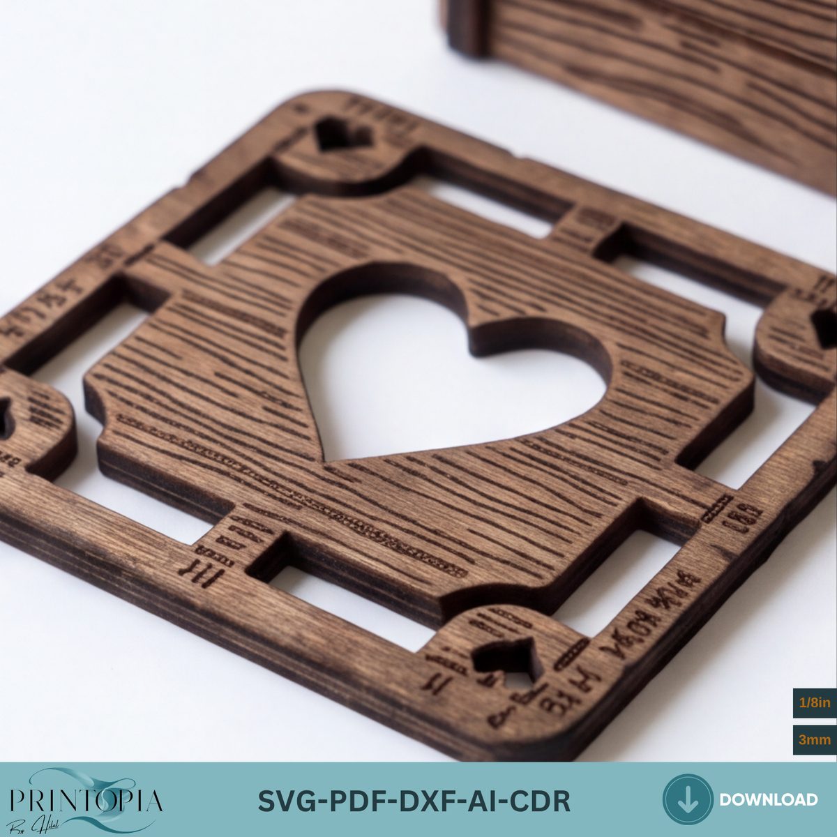 Wooden Deck of Cards Coaster Laser Cut Design Viking Rune Coaster Box Template 381