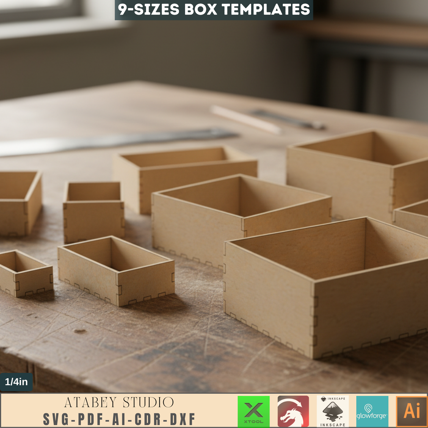 DIY Laser Cut Box Templates - Woodworking Boxes - Perfect for 1/4 Inch Wood Projects 781