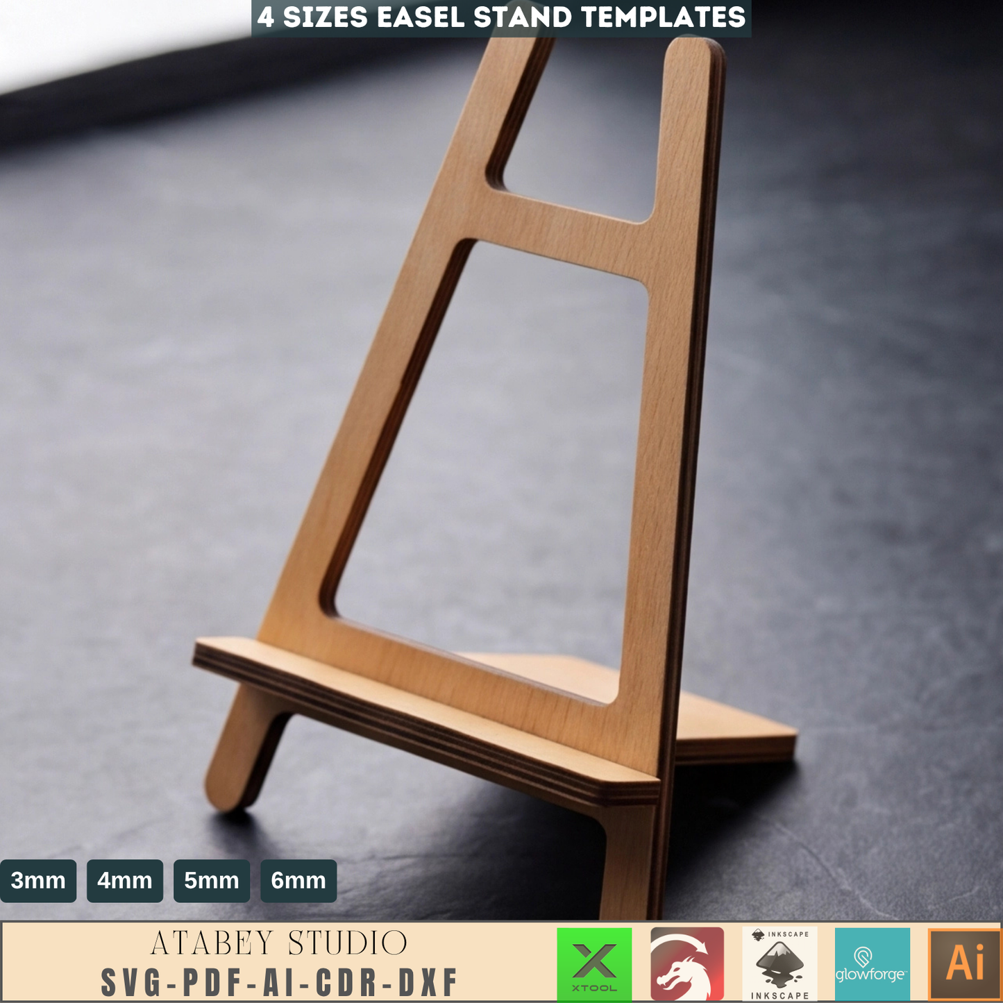 asel Stand Template 4 Sizes Tabletop Menu Holder Wood Display Stand Plywood Plate Holder
