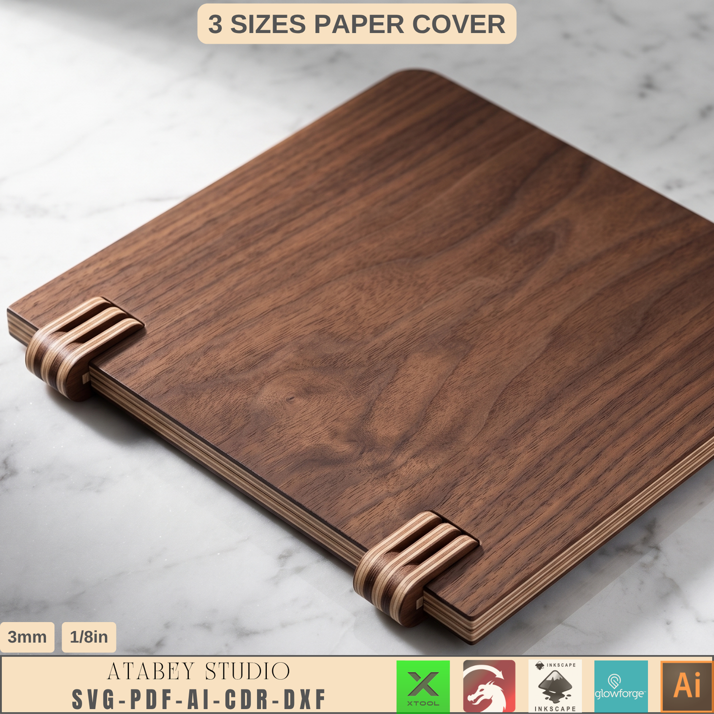 Wooden Paper Holder Template Living Hinge Notebook Cover Pattern Plywood Desk Organizer