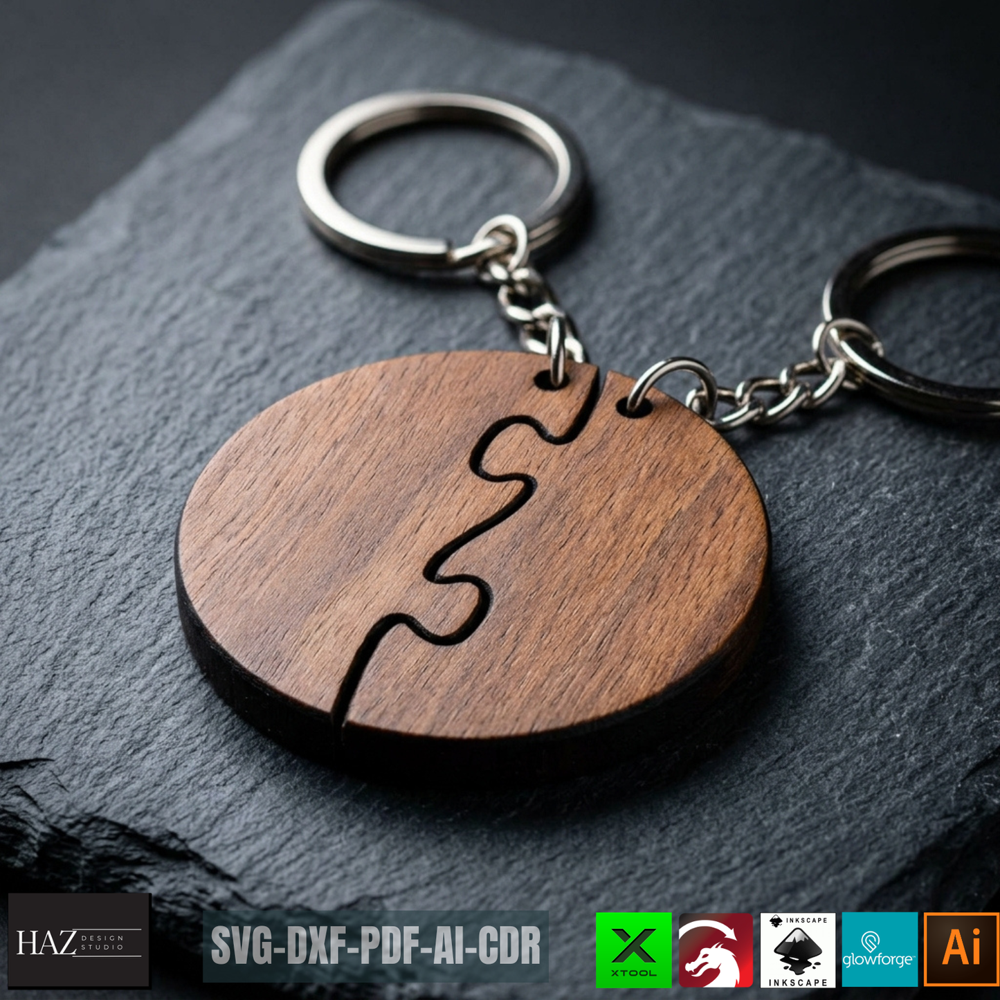 Puzzle Piece Keychain for Couples Heart Round Rectangle Key Heart Designs DIY Anniversary Gift