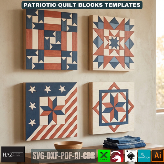 Patriotic Barn Quilt Block Patterns American Flag Wood Art Templates Fourth of July Wall Decor Independence Day 526