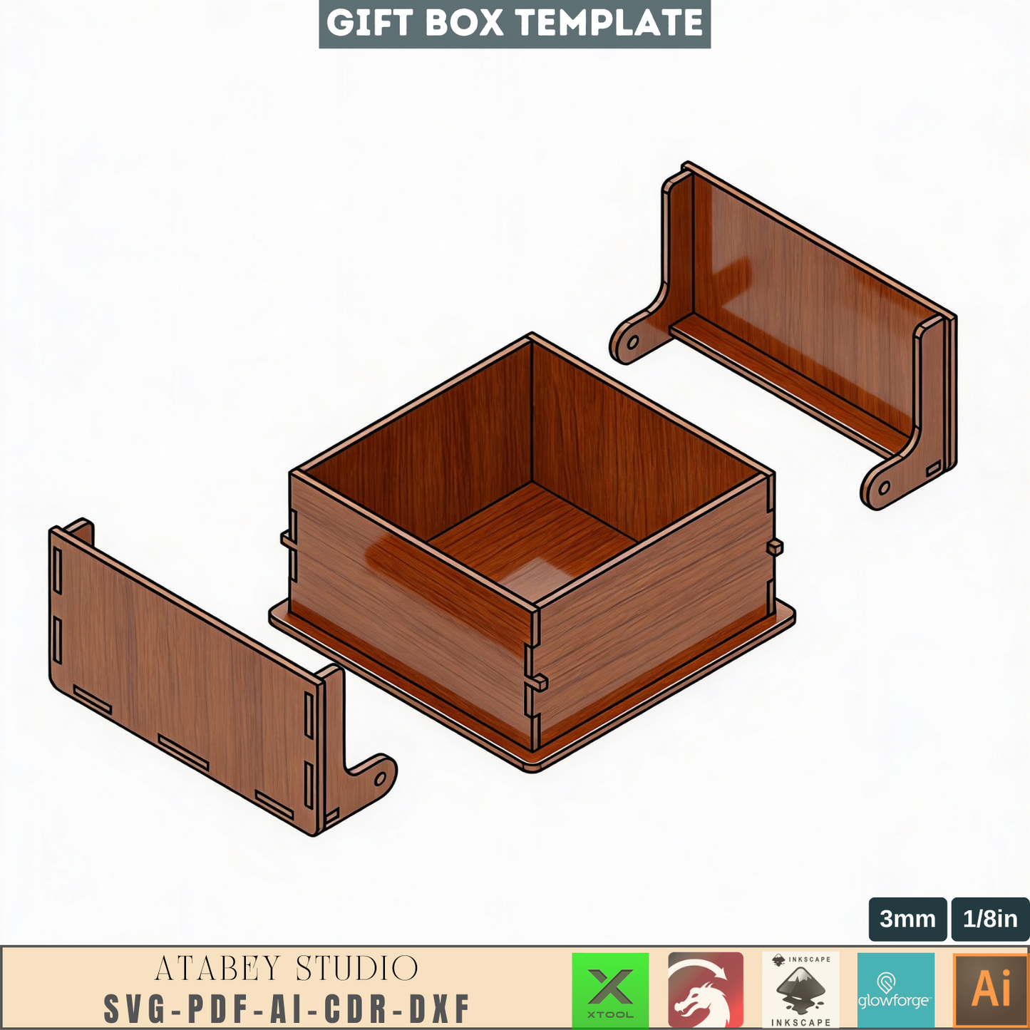 Laser Cut Wooden Gift Box Template with Sliding Lid | Luxury Plywood Jewelry Box Design for Laser Cutting Projects 985