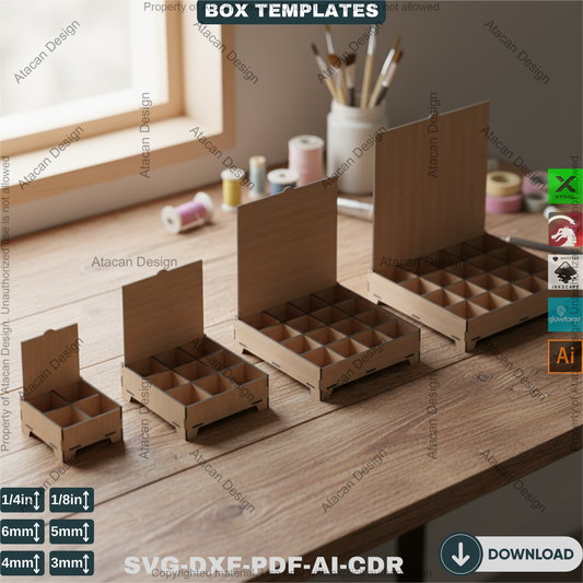 16 Sizes Box Set with Flip Lid and Compartments - Divided Boxes for Storage Organizer 461