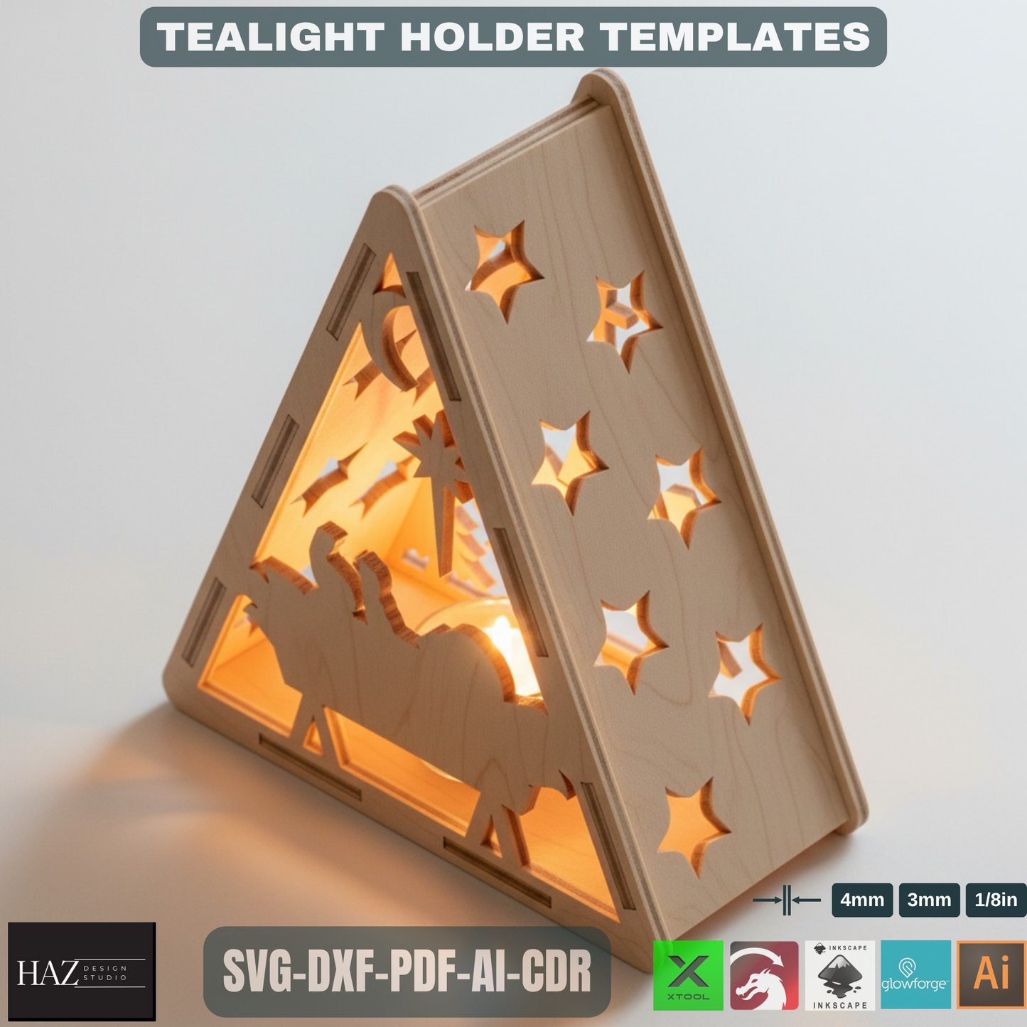 Spiritual Candle Holders / Laser-Cut Nativity Lanterns / Night Lamp for Sacred Decor 482