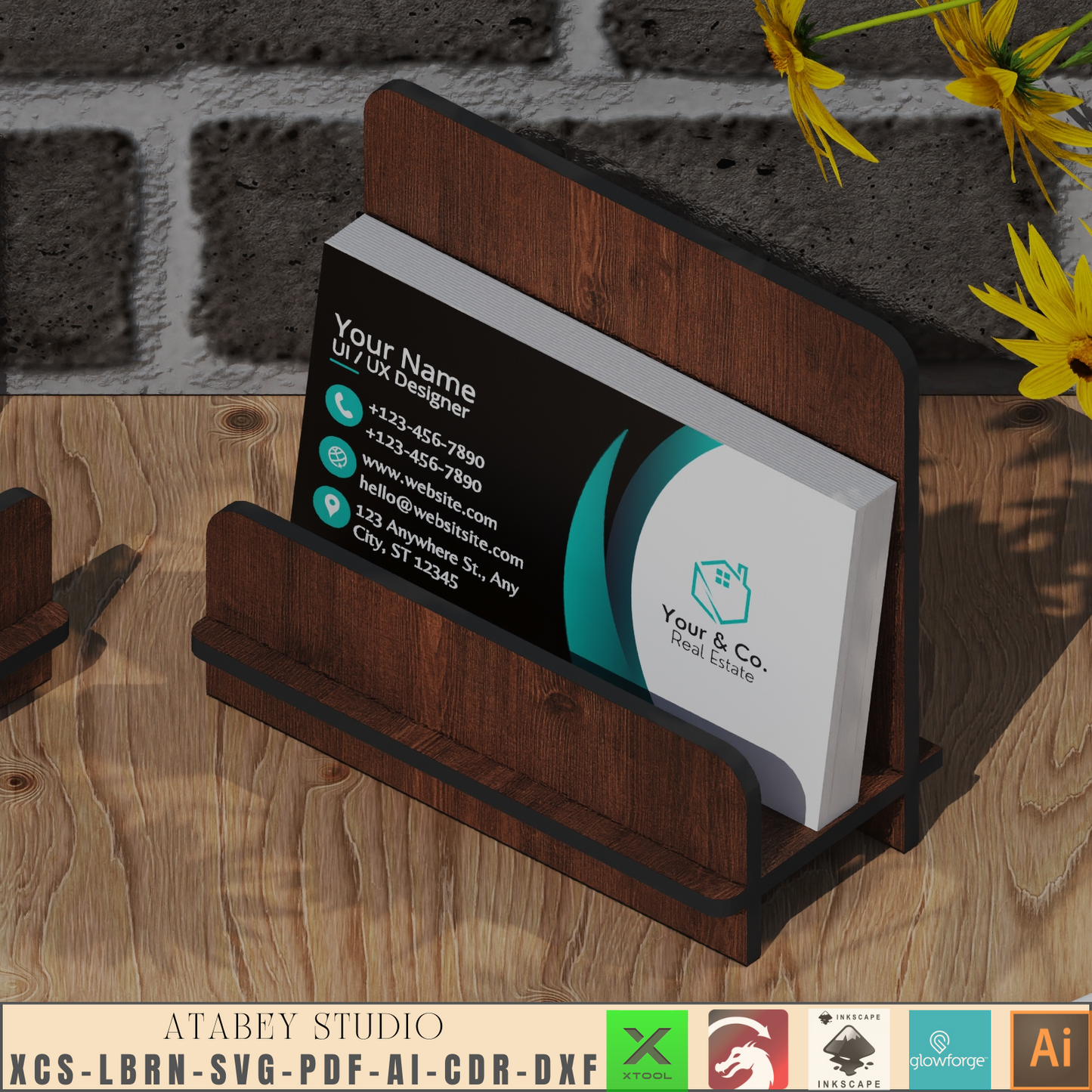 Effortless Elegance: Simple Laser Cut Business Card Display - Quick Assembly & SVG File564