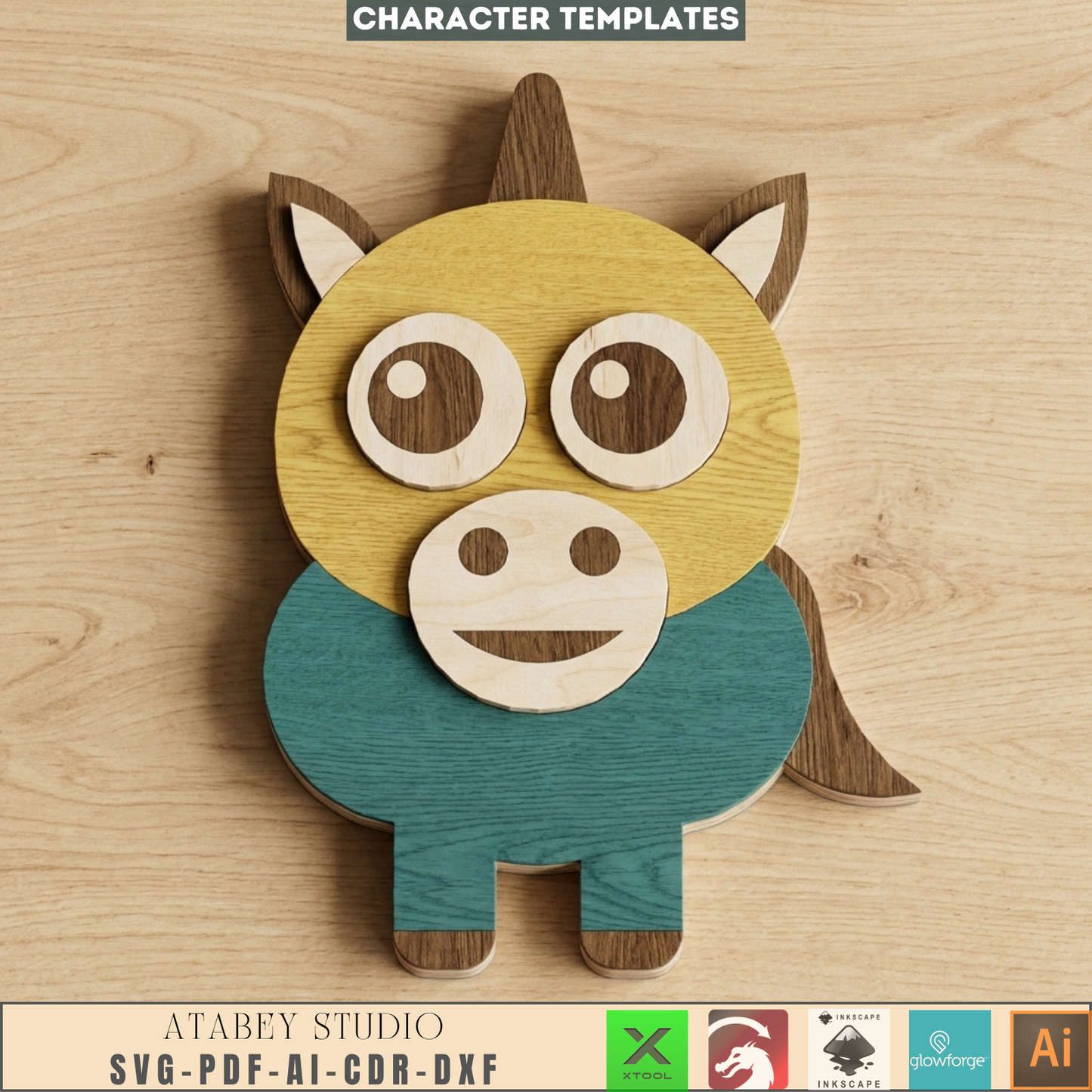 Layered Character Templates Laser Cutting Superhero Clown Unicorn Kid Wall Decor DIY Wood Projects