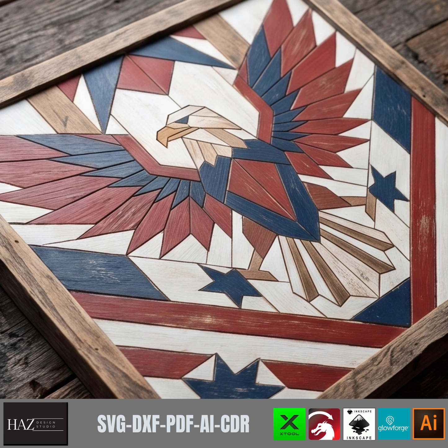 Patriotic American Pattern, Independence Day Decor, Uncle Sam Sign, Statue of Liberty, Eagle Design