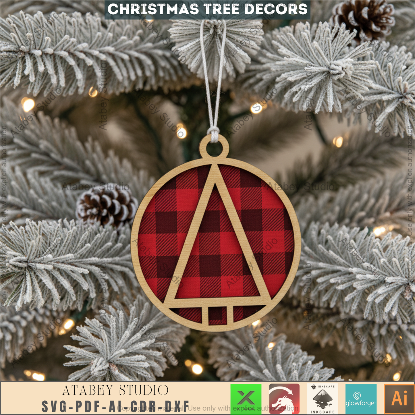 Festive Christmas Trees - Ornament Laser Bundle - Holiday Tree Decor & New Year Tree Templates for DIY Crafting 099