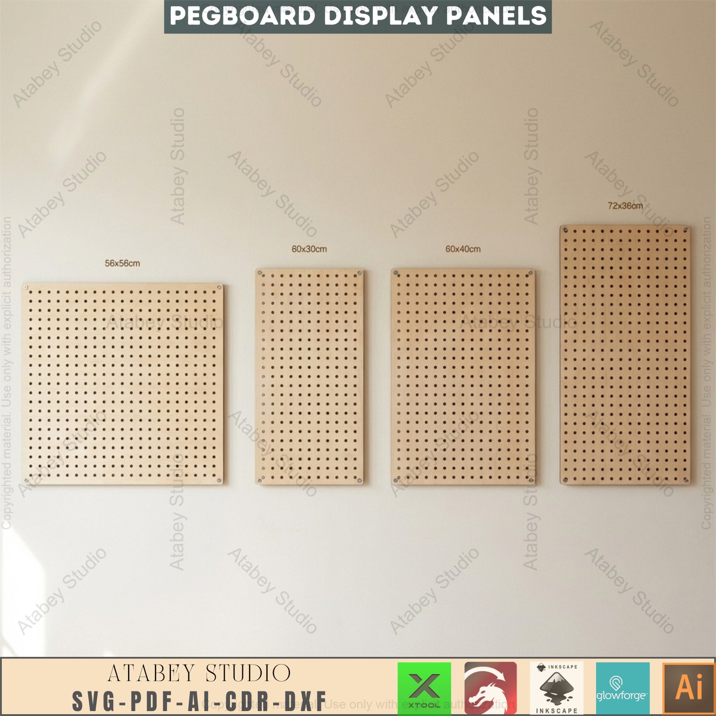 Pegboard Display Panel Templates, 20 Sizes Wall Organizer, Hole Board Pattern for Makers 993