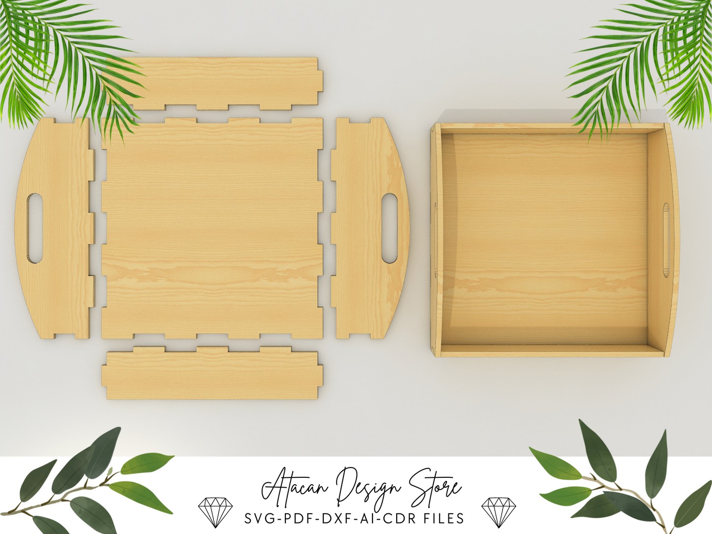 Wooden Serving Divided Tray | Laser Cut Design for Kitchen and Dining 680