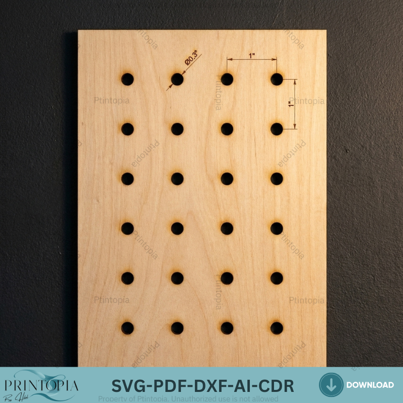 22 Sizes Pegboard Laser Cut Templates, Round Hole Wall Organizer Panel,Tool Display Board 336