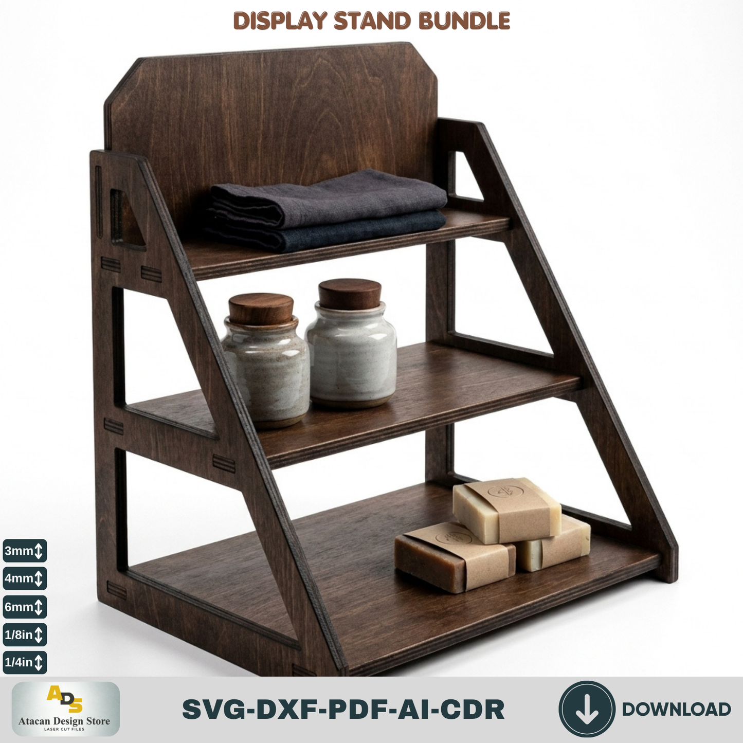 9 Display Stand Bundle Laser Cut SVG Wood Shelf Market Booth Template