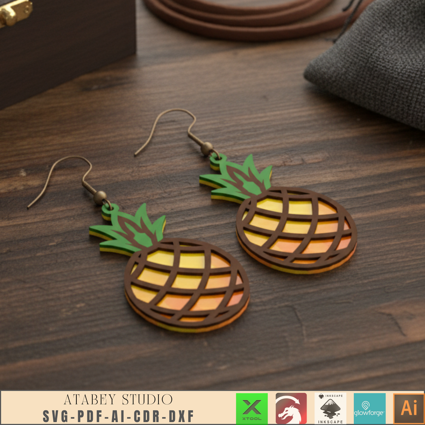 Laser Cut Wooden Earrings / Jewelry Set / Creative Earring Designs for Laser Cutting 953