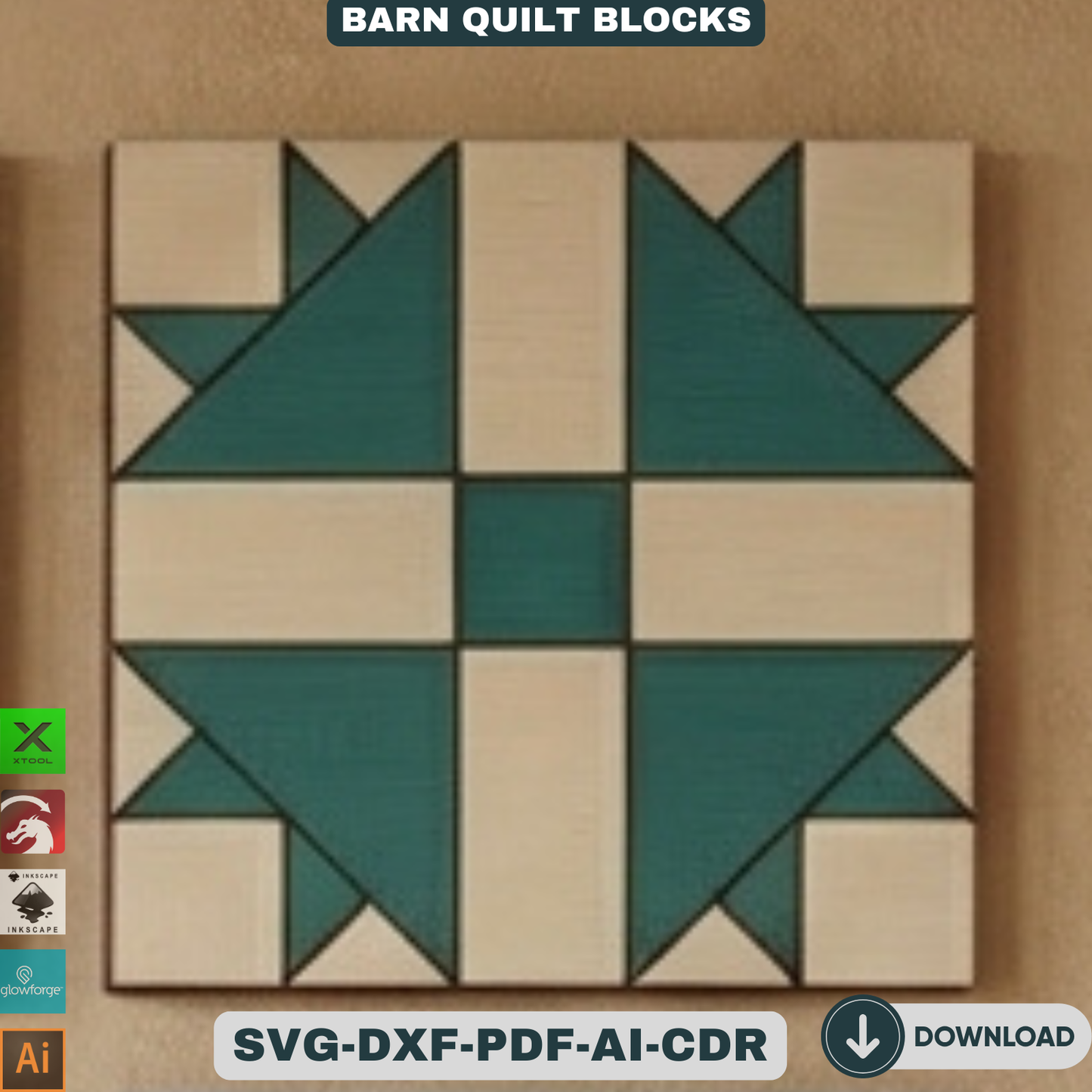 Quilt Block Patterns Laser Cut Template Modern Mosaic Wood Wall Art Farmhouse Decor DIY Patchwork Sign 936