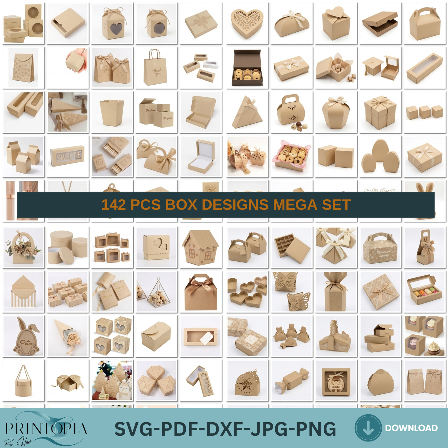 142 Box SVG Bundle Laser Cut Gift Box Templates PDF DXF Cutting Files