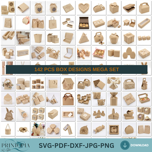142 Box SVG Bundle Laser Cut Gift Box Templates PDF DXF Cutting Files