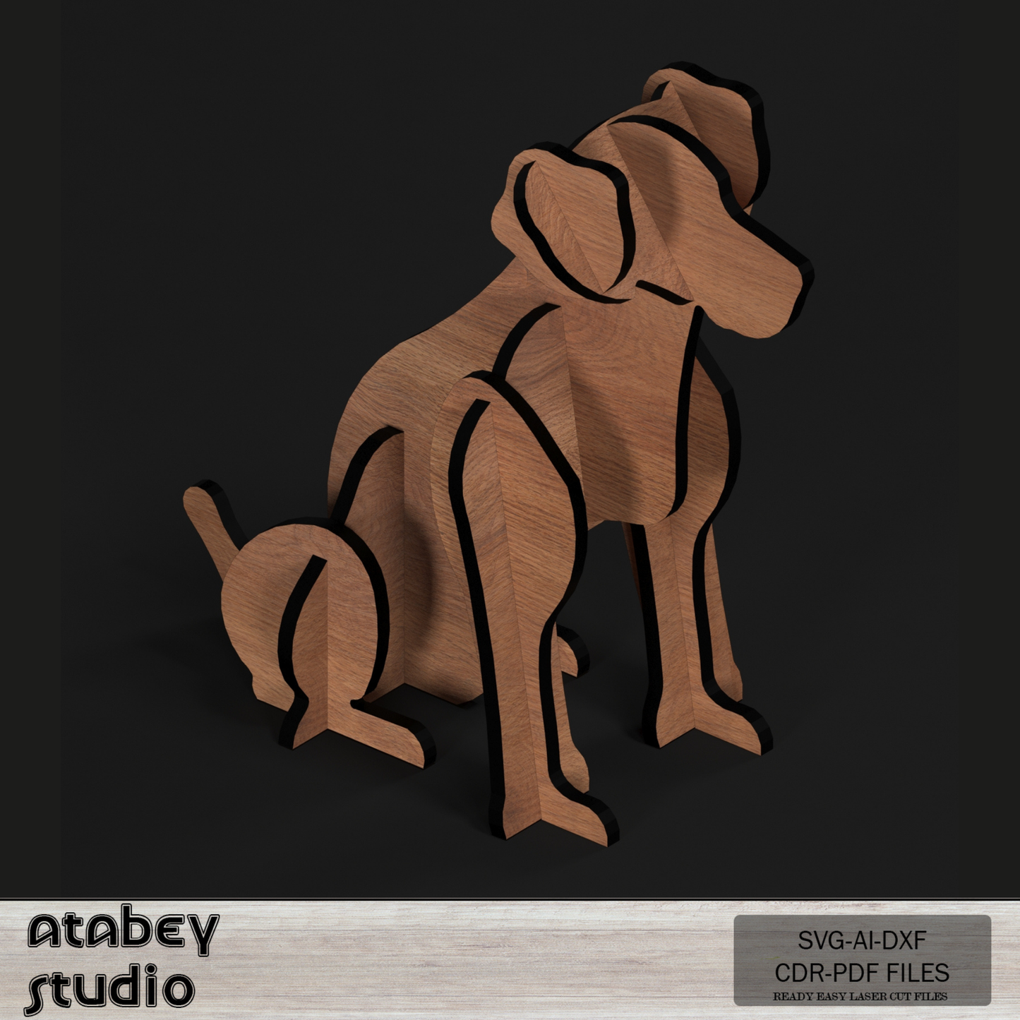 Wooden Sitting Dogs 3D Puzzle - Cute Pet Model in Multiple Sizes - 4 Sizes Charming Acrylic Pet Design 792