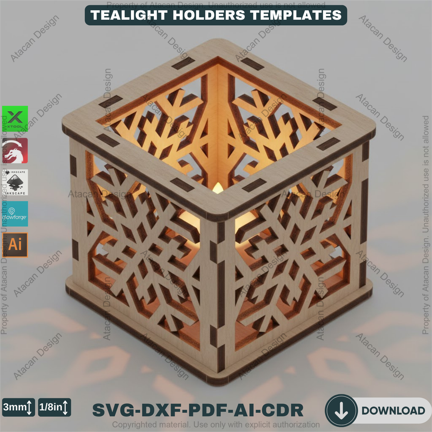 Snowflake Lantern Laser Cut Plans, Wooden Candle Box Template, Christmas Table Centerpiece, Winter Home Decor, 920