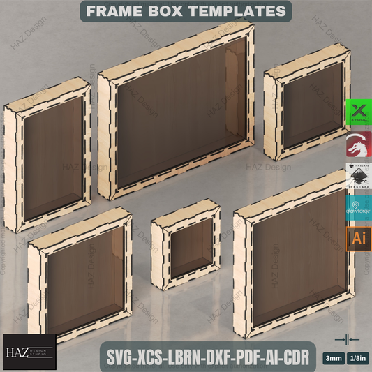 Customizable Laser Cut Shadow Box Templates Set - 6 Sizes for Memory Displays, Flower Preservation & Keepsake Frames 458