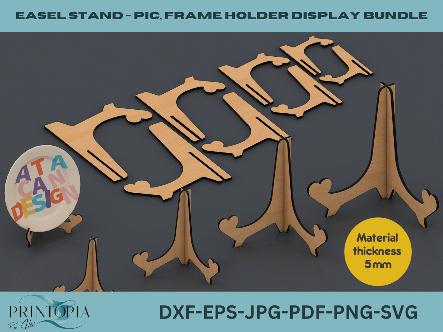 Adjustable Easel Stand Bundle for Photos  Frames - Laser Cut Ready,5 Thickness Options, Perfect for Crafts & Photos 138