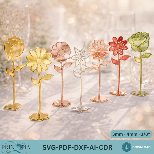 Standing Flower Templates Acrylic Rose Daisy Table Decor Wooden Floral Centerpiece 328